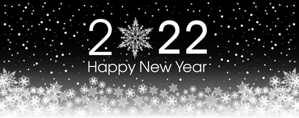 2022 Happy New Year card template. Design patern snowflakes white, tiger. Black and white colors.