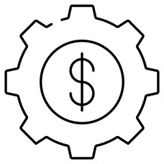 Icon of money management, dollar inside gear wheel