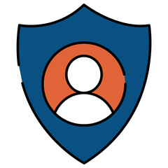 Avatar inside shield denoting concept of user security