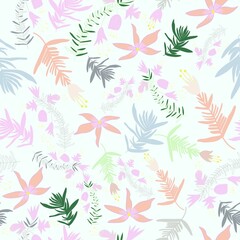  floral petals and leaves natural and organic looking seamless pattern
