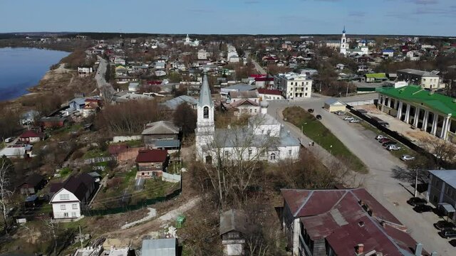 Annunciation Church in Kasimov, Russia. filmed from drone