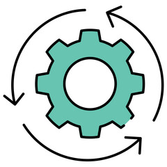Gear with three arrows, vector design of integration