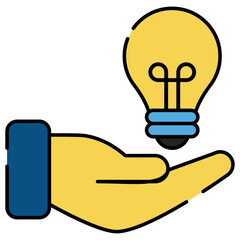 Vector design of offer idea, light bulb on hand