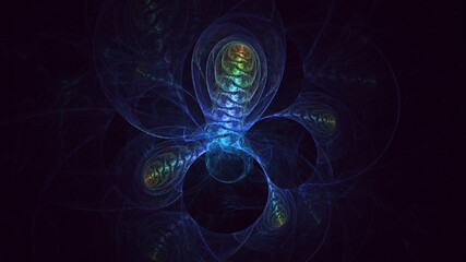 3D rendering abstract blue fractal light background