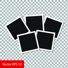 Set of square vector photo frames. Collage of realistic frames isolated on transparent background. Template design. Vector illustration