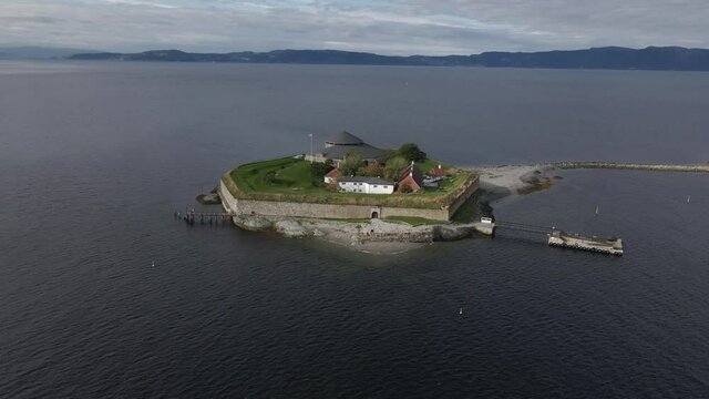 Aerial View Of Munkholmen Islet In Trondheim, Norway. - circle right