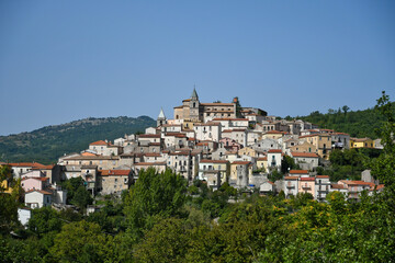 Fototapeta na wymiar Panorama of Carpinone, a medieval town in the Molise region, Italy.