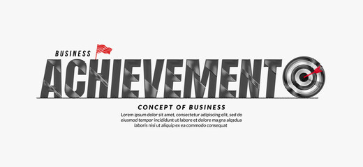 Achievement scribble text design background, business target lettering typography concept