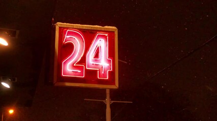Neon sign of 24 hours shop