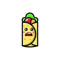 cute burrito icon illustration vector graphic