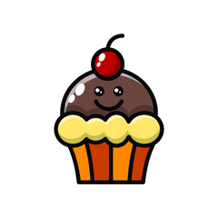 cute cupcake icon illustration vector graphic