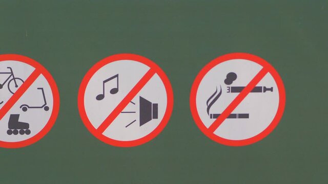 Prohibition sign on the wall in 4k slow motion 60fps