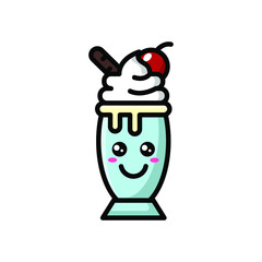 cute milkshake icon illustration vector graphic
