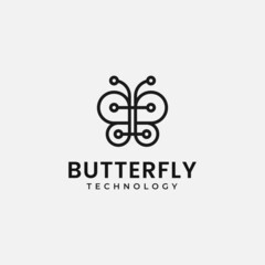 Butterfly Robot logo design. Combination of Technology symbol with Modern Butterflies logo design