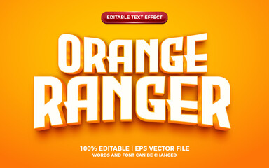 orange ranger gold 3d cartoon hero editable text effect