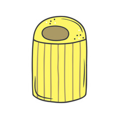 Hand drawn colorful container, trash basket isolated on a white background. Doodle, simple outline illustration. It can be used for decoration of textile, paper.