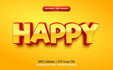 Happy cartoon kids 3d editable text effect