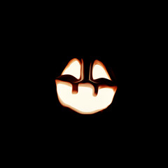 Halloween Funny Lantern Jack Pumpkin Face Lighting out from the Dark. 3D Illustration.