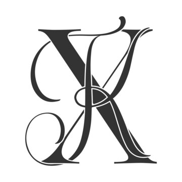 xk, kx, monogram logo. Calligraphic signature icon. Wedding Logo Monogram. modern monogram symbol. Couples logo for wedding