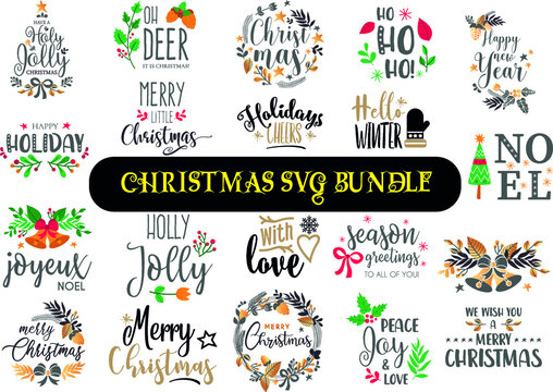 Christmas SVG Bundle, Christmas cut file Bundle, Christmas T shirt designs, cut file quotes Christmas SVG Bundle, Christmas Emblems, Christmas Cut Files for Cutting Machines like Cricut and Silhouette