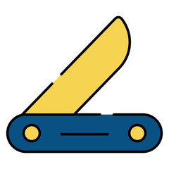 Pocket knife icon in flat design - obrazy, fototapety, plakaty