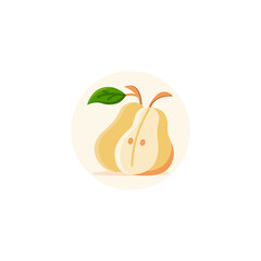 pear icon designed in color flat style in fruit illustration theme