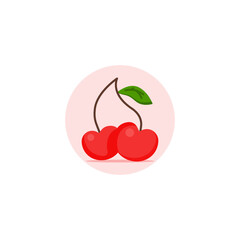 cherry icon designed in colorful flat style in fruit illustration theme