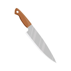 Kitchen knife with wooden handle. A knife designed for use in cooking. Vector illustration isolated on a white background for design and web.