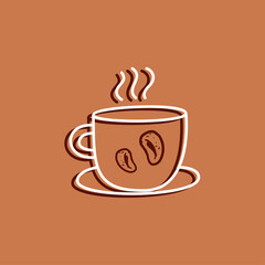 A cup of fresh coffee. coffe icon logo hand line drawing