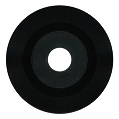 black vinyl record with blank label over white