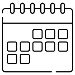 Monthly schedule icon, linear design of calendar
