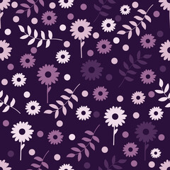 Floral seamless pattern in purple background