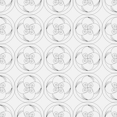 Naklejka premium Pattern with leaves and geometric elements.