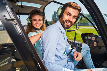 Airman and air traveler posing for camera before take-off