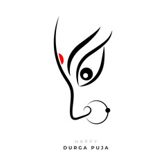 Happy Durga Puja Greeting Background Template Design Vector Illustration - obrazy, fototapety, plakaty
