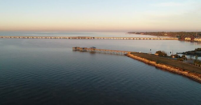 Aerial drone footage from Sunset Point, Mandeville, Louisiana