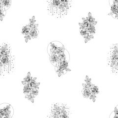 Roses and snakes seamless pattern. Vintage tattoo print.