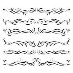 Fashion dividers. Underlines and text separators. Vector collection. Isolated vector set of borders for text, invitations, cards, books, menus. Design element.