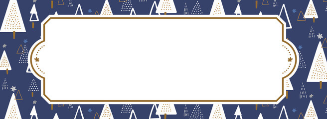 冬・クリスマス向け　バナーテンプレート（紺／文字無し）