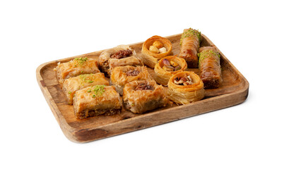 Baklava dessert with pistaccio isolated on white background