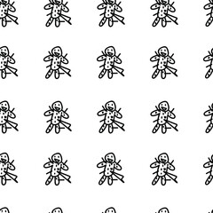 Vector seamless pattern for Halloween day with black line on transparent hand drawn background. Scary,horror doodle style print.Design for wrapping paper,packaging,textiles,coloring pages,wallpaper.