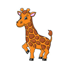 Giraffe animal. Cute character. Colorful vector illustration. Coon style. Isolated on white background. Design element. Template for your design, books, stickers, cards, posters, clothes.