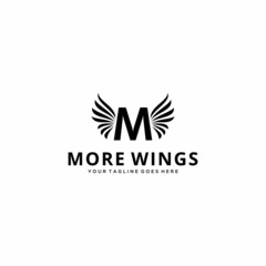 Creative Illustration modern M with wings sign luxury geometric logo design template