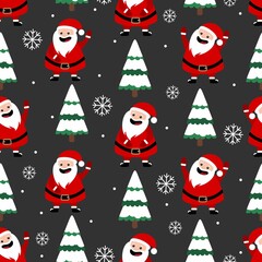 Christmas and New Year seamless pattern with winter elements . Vector illustration.