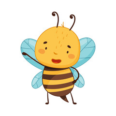 Cute funny honey bee cartoon character vector illustration