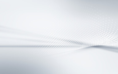 Gray background. Futurisic white gradient with halftone design. Grey tone display studio interior texture.
