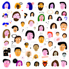 faces of people - vector illustration,cartoon set
