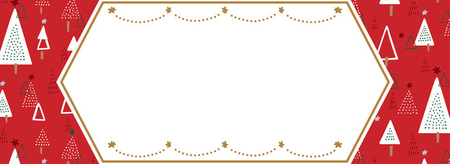 冬・クリスマス向け　バナーテンプレート（赤／文字無し）