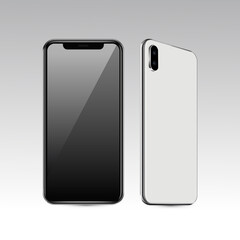 Mobile phone mockup front and rear view vector