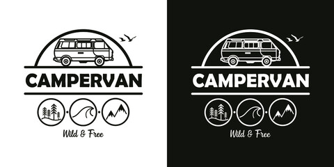 Campervan - vector illustration - Van - Vanlife - wild and free